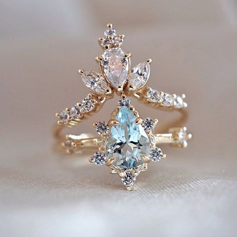 The kind of winter set we love ❄️ Featuring the Winter Palace ring (top), and the Aquamarine Crush ring (bottom). Both are handcrafted in… Relationship Rings, Winter Palace, Cute Engagement Rings, Magical Jewelry, Winter Set, A Sky, Aquamarine Stone, Blue Gems, Pretty Rings