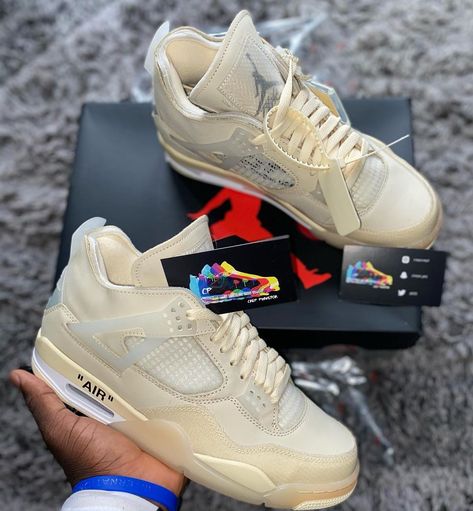 J4 Off White, Jordan Fours, Jordan 4 Off White, Beautiful Freckles, Jordan 4s, Jordan Shoes, Air Max Sneakers, Air Jordan Sneaker, Fashion Inspiration