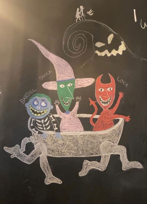 Nightmare before Christmas Christmas Chalk Art, Christmas Chalk, Lock Shock Barrel, Chalkboard Calendar, Chalk Art, Nightmare Before, Nightmare Before Christmas, Before Christmas, Chalkboard