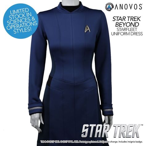 Star Trek Beyond: Starfleet Sciences Dress Star Trek Female, Science Dress, Starfleet Uniform, Officer Uniform, Star Trek Costume, Star Trek Uniforms, Star Trek Beyond, Star Trek Art, Film And Tv