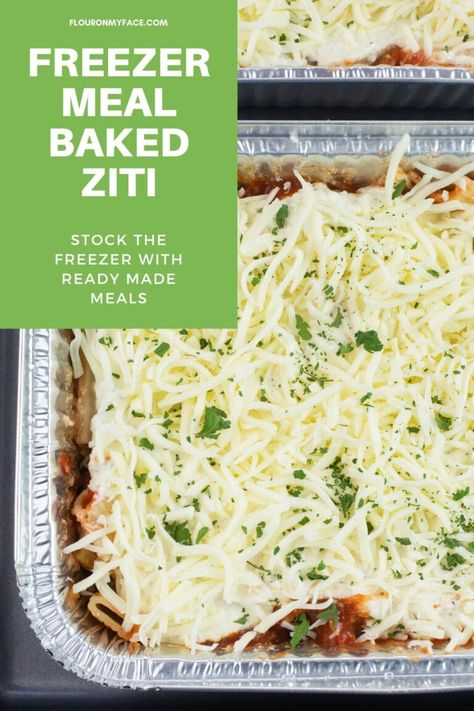 How To Make Freezer Meal Baked Ziti with homemade meat sauce and a delicious ricotta cheese filling Pasta Freezer Meals, Meals Made With Ground Beef, Freezer Baked Ziti, Stock The Freezer, Meals For Busy Families, Ready Made Meals, Beef Freezer Meals, Postpartum Meals, Freeze Ahead Meals