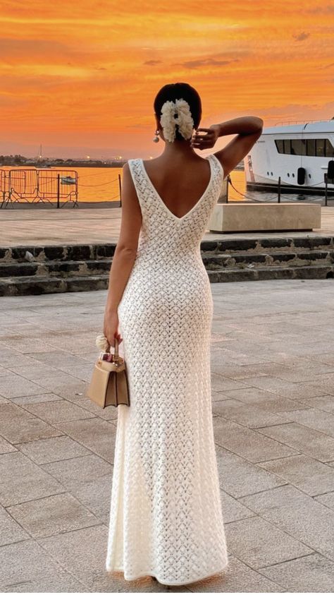 Crochet Dress White, Elegant White Crochet Dress For Summer, White Feminine Crochet Dress For Summer, Elegant Crochet Wedding Dress For Spring, Chic White Long Crochet Dress, Elegant Spring Crochet Wedding Dress, White Crochet Dress, Crochet Wedding Dresses, Crochet Summer Dresses