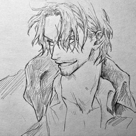 One Piece Perspective Art, Shanks Sketch, Shanks Drawing, One Piece Drawing Ideas, One Piece Sketch, Drawing Ideas Realistic, رورونوا زورو, Drawing Expressions, One Piece Drawing