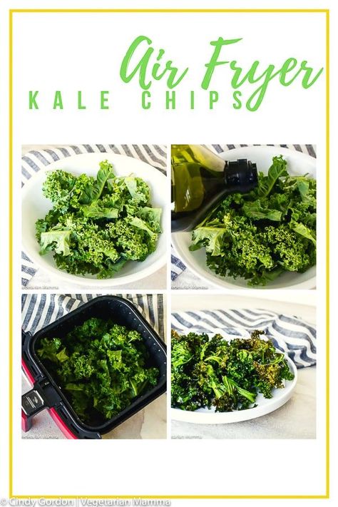 Air Fryer Kale Chips are a super quick and healthy snack that can be made in under 10 minutes. These air fryer kale chips will become your new favorite air fryer recipe. #airfryerrecipes #kalechips Kale Crisps Air Fryer, Kale Air Fryer, Kale Chips Air Fryer, Air Fryer Kale Chips Recipe, Air Fryer Kale, Mushroom Appetizer, Kale Chip, Healthy Snack Recipe, Easy Healthy Snack