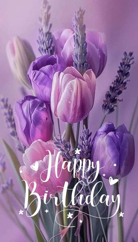 Happy Birthday Purple Flowers, Happy Birthday Purple, Happy Birthday Beautiful Images, Cat Birthday Greetings, Happy Birthday Emoji, Happy Birthday Aunt, Purple Happy Birthday, Happy Birthday For Her, Happy Birthday Flowers Wishes