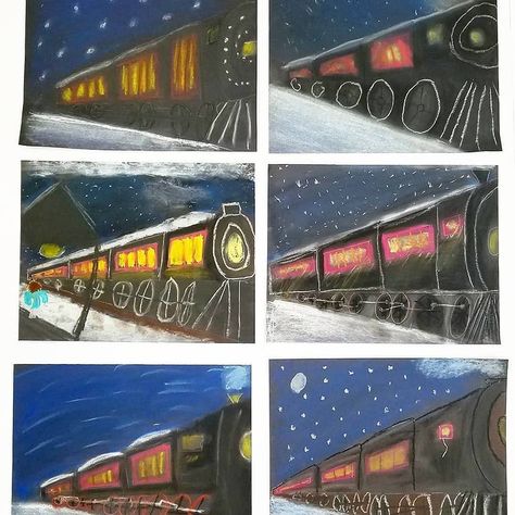 Kristin Bolster (@blessthemessmakers) • Instagram photos and videos Polar Express Art, Winter Art Lesson, 3rd Grade Art, Drawing Lesson, Winter Project, Chalk Drawings, Polar Express, Art Lessons Elementary, Arts Ed