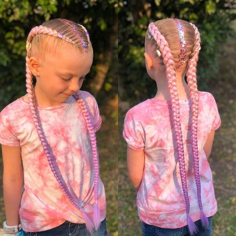 French Braids With Pink Extensions, Colour Hair Extensions Braids, Braids With Pink Hair, Pink And Purple Braids, Pink Braided Hairstyles, Braids With Color Extensions, Pink Braids, Becky G Hair, Holiday Braids