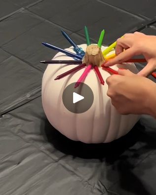 How to melt crayons on pumpkins | Love this DIY for Halloween! 🎃🖍 | By LADbibleFacebook Crayon Melt Pumpkin, Melted Crayon Pumpkin Diy, Melt Crayons On Pumpkin, Crayon Melted Pumpkin, Pumpkin Crayon Melting Diy, Diy Marbled Pumpkins, Crayon Melting Pumpkin, Melted Crayon Pumpkin, Decorating Pumpkins Ideas