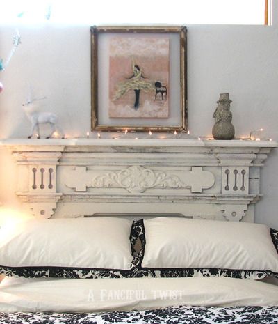 DIY mantel headboard @Enger McCartney-Smith McCartney-Smith McCartney-Smith McCartney-Smith Bufford Mantle Headboard, Mantel Headboard, Unique Headboard Ideas, Cheap Diy Headboard, Cool Headboards, Creative Headboard, Diy Mantel, Unique Headboards, Beautiful Headboards