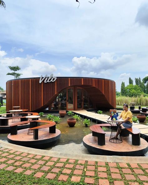 Outdoor Cafeteria Design, Landscape Cafe Design, Restaurant Landscape Design, Foodcourt Design Outdoor, Cafeteria Architecture, Outdoor Cafe Design Ideas, Outdoor Cafe Design, Cafe Landscape, Outdoor Cafeteria