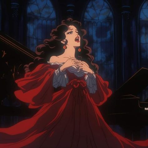 The Phantom, The Opera, Phantom Of The Opera, The 90s, Dark Fantasy, Red Dress, Opera, Red, Anime