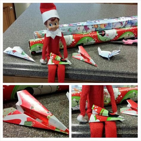 Elf On The Shelf Paper Snowflakes, Elf Paper Airplane, Elf On The Shelf Furniture Diy, Elf On The Shelf Paper Airplane, Elf On The Shelf Paper, Elf Ideas Easy, Awesome Elf On The Shelf Ideas, Elf Magic, Shelf Paper