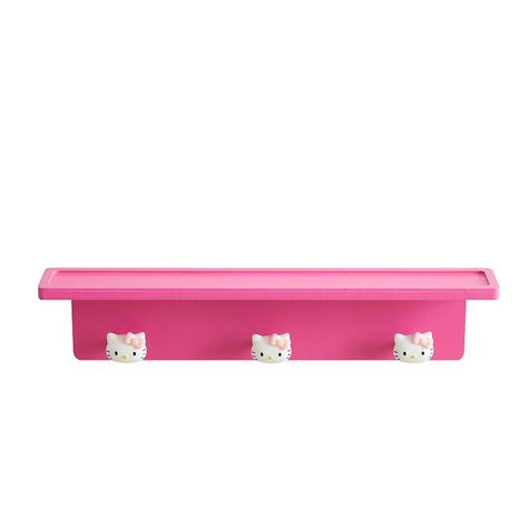 Give their space a useful and cute upgrade with this Sanrio Hello Kitty 3-Hook Hanging Wall Shelf.Click this HOME DECOR & FURNITURE GUIDE to find the perfect fit and more! Give their space a useful and cute upgrade with this Sanrio Hello Kitty 3-Hook Hanging Wall Shelf.Click this HOME DECOR & FURNITURE GUIDE to find the perfect fit and more! FEATURES 3-hook design and flat top for easy hanging and displaying ​For indoor useDETAILS 18" H x 2.63" W x 3.85" D 1 lb. MDF, wood No - this product contains neither real animal fur nor faux fur Attached hanging hook No assembly required Wipe clean Imported Model no. HK950157 Size: One Size. Color: Multi. Gender: female. Age Group: adult. Hello Kitty Shelf, Aaliyah Drawing, Hello Kitty Decor, Hello Kitty Furniture, Hanging Wall Shelf, Pink Shelves, Kitty House, Kitty Room, Hello Kitty Room Decor