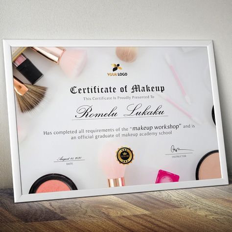 Canva & Word Make-up Course Certificate Template Makeup Certificate Design, Cute Certificate Templates, Makeup Certificate, Course Completion Certificate, Credit Card Design, Training Certificate, Makeup Course, Makeup Training, Certificate Design