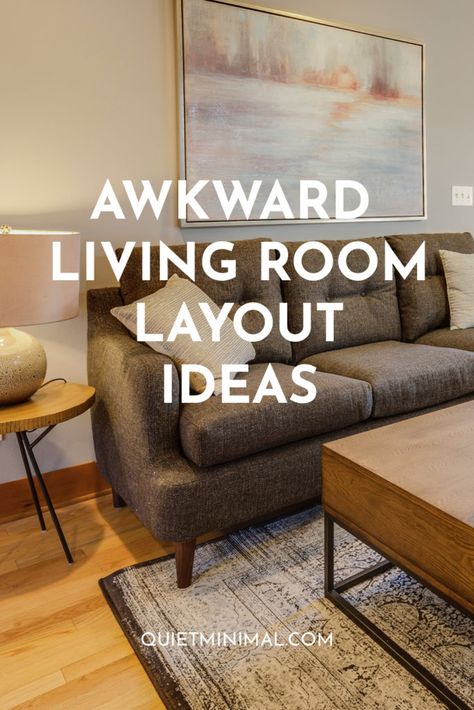 Awkward Living Room Layout Ideas - Quiet Minimal L Shaped Living Room Layout, Awkward Living Room, Awkward Living Room Layout, Apartment Living Room Layout, Living Room Layout Ideas, L Shaped Living Room, Room Layout Ideas, Rectangle Living Room, Family Room Layout