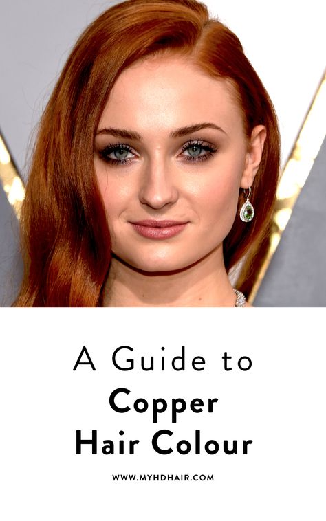 A Guide To Copper Hair Colours Copper Red Hair, Copper Hair Color, Long Red Hair, Dark Copper, Sansa Stark, Sophie Turner, Copper Hair, Red Hair Color, Hair Inspiration Color