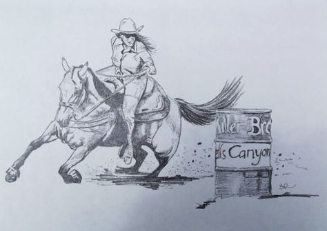 Cowboy Artwork, Beautiful Pencil Drawings, Horse Art Drawing, Dream Horse Barns, Western Artwork, Horse Sketch, Barrel Racing Horses, Art Sketches Doodles, Cowgirl Art