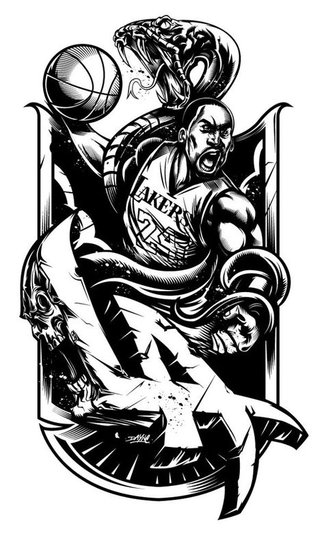 LA MAMBA by Dayne Henry Jr, via Behance-Tap The link Now For More Information on Unlimited Roadside Assistance for Less Than $1 Per Day! Get Over $150,000 in benefits! Black Mamba Drawing, Kobe Bryant Tattoo Design, Kobe Bryant Tattoo Ideas, Black Mamba Tattoo, Kobe Bryant Tattoo, Basketball Tattoos, Basketball Drawings, Kobe Bryant Quotes, Kobe Lebron