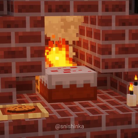 Minecraft Butcher Shop Interior, Minecraft Oven Ideas, Minecraft Bakery Building, Minecraft Bakery Interior, Minecraft Mediterranean, Minecraft Chimney, Minecraft Bakery, Minecraft Brick, Interior Minecraft