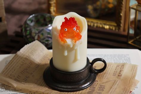 Howls Moving Castle Merchandise, Calcifer Candle, Ghibli Room, Castle Anime, Howl's Moving Castle Calcifer, Studio Ghibli Crafts, Castle Interior, Blue Slime, The Cat Returns