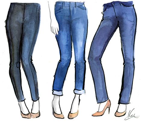 NYDJ x Paper Fashion Denim Fashion Illustration, Katie Rodgers, Fashion Sketch Template, Jeans Drawing, Paper Fashion, Denim Art, Fashion Drawings, Denim Jeans Fashion, Closet Remodel