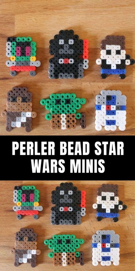 Perler Bead Star Wars Minis Perler Bead Star, Bead Star, Star Bedroom, Star Wars Crafts, Easy Perler Bead Patterns, Bead Creations, Star Wars Diy, Beads Pattern, Fuse Bead Patterns