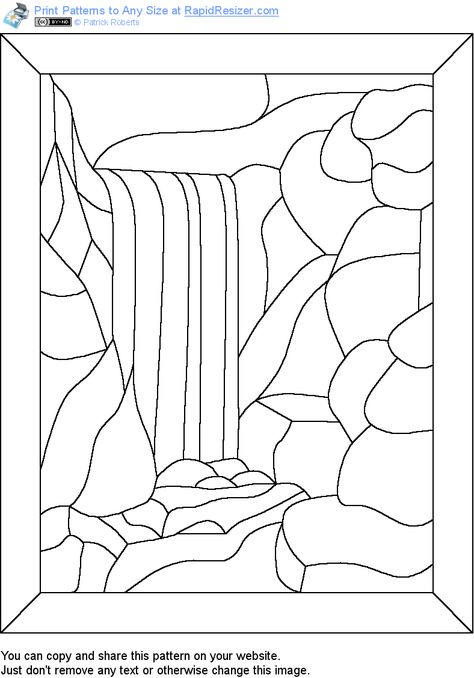 Free Waterfall Pattern Waterfall Stained Glass Patterns, Stained Glass Waterfall, Glass Painting Patterns Templates Free Printable Stencil Designs, Printable Cross Template, Stained Glass Patterns Free Printables Templates, Free Stained Glass Patterns Printables, Stained Glass Templates, Cross Template, Stained Glass Wood