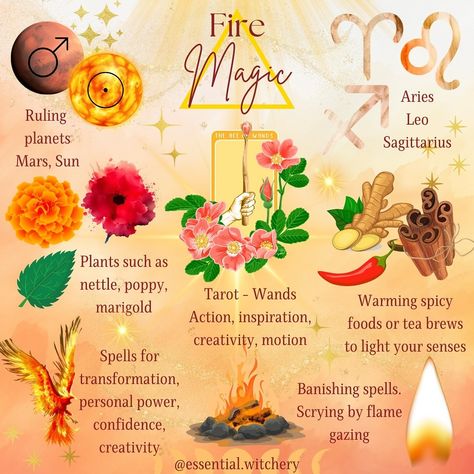 Donna Trinder (@essential.witchery) • Instagram photos and videos Fire Witch Aesthetic, Fire Witch, Fire Magic, Traditional Witchcraft, Astrology Planets, Green Magic, Green Witchcraft, Lunar Phase, Fire Element