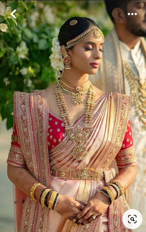 Pink Nauvari Saree Brides, Saree With Pallu On Head, Talambralu Saree, South Bride, Bride Blouse, Bride Sarees, South Indian Wedding Hairstyles, Bride Collection, Bride Saree