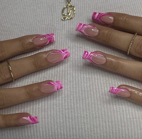 Nicki Minaj Nails, Hot Pink Nail Designs, Pink Ribbon Nails, Hot Pink Nail, Pink And White Nails, Kylie Nails, Bright Pink Nails, Solid Color Nails, Hot Pink Nails