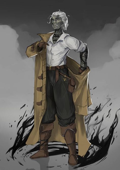 Dnd Character Commission Orc Mage by sarty96 on DeviantArt Rattlesnake Jake Human, Gangster Character Design, Half-orc Male, Shadowrun Returns, Dnd Orc, Warlock Dnd, Pathfinder 2e, Character Commission, Steampunk Characters