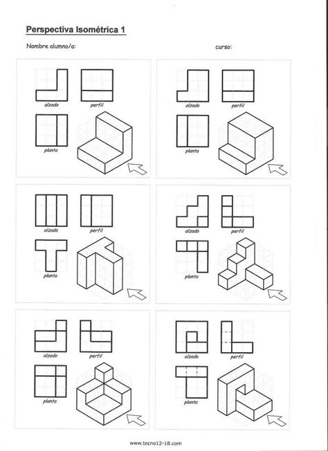 Oblique Drawing, Isometric Sketch, Isometric Drawing Exercises, Autocad Isometric Drawing, Orthographic Projection, Orthographic Drawing, Architecture Blueprints, Interesting Drawings, Isometric Drawing