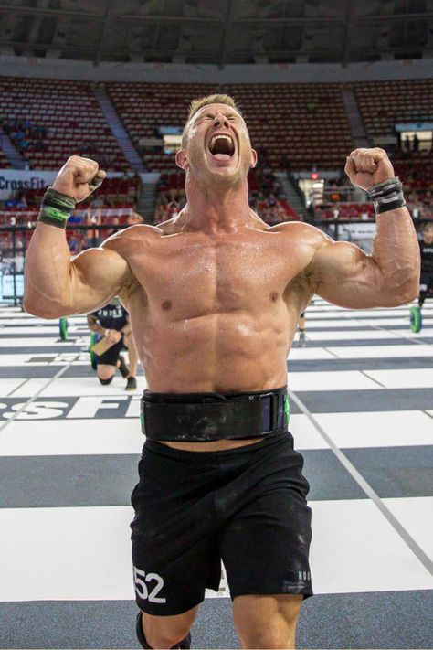 Masters athlete Kyle Kasperbauer (Men 35-39) roars with excitement as he crosses the finish line to win the final event of the 2021 NOBULL CrossFit Games. “The age group division is definitely excelling,” he said after taking first in Event 9, a couplet of wall walks and thrusters. “The programming is getting harder. The athletes are getting better and better.” Kasperbauer finished the competition in first place overall in his division. 📸: IG/@charlottefoerschler Everything Burns, Male Reference, Competition Games, Male Fitness, Crossfit Games, Game Master, Getting Better, Fresh Face, First Place