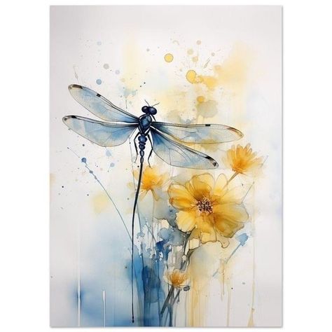 Dragon Fly Paintings, Dragon Fly Painting, Dragonflies Artwork, Dragonfly Paintings, Watercolour Dragonfly, Watercolor Dragonflies, Fly Painting, Dragonfly Watercolor, Dragonfly Artwork