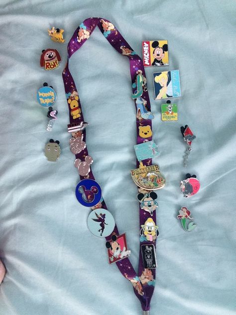 My Disney pin trading collection Lanyard With Pins, Disney Lanyard Pins, Disney Pin Lanyard, Disney Lanyard, Accessory Inspo, Pin Trading, Disney Trading Pins, Disney Pins, Pin Collection