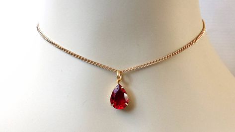 Red Crystal Teardrop Necklace Swarovski Crystal Choker Dainty Gold Drop Choker Necklace Red Pendant Necklace Gold Layering Necklace Autumn Court, Delicate Choker Necklace, Valentines Idea, Red Pendant Necklace, Red Crystal Necklace, Red Pendant, Necklace Swarovski, Red Pendants, Swarovski Crystal Jewelry