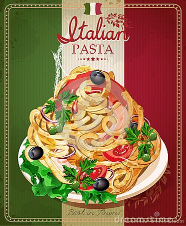 Pasta Menu, Vintage Pasta, Vintage Italian Posters, Italian Posters, Menu Cover, Spaghetti Pasta, Vintage Italy, Free Illustration, Italian Pasta