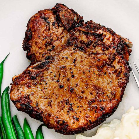 Air Fryer Bone-In Pork Chops - Savory Yum Air Fryer Fried Pork Chops, Bone In Pork Chop Recipes, Air Fryer Recipes Pork Chops, Pork Chop Recipes Air Fryer, Pork Chops Air Fryer, Recipes For Pork Chops, Airfryer Healthy, Recipes For Pork, Air Fry Pork Chops