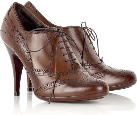 Maddie Leather Brogue Pumps - Lyst Heeled Brogues, Lace Oxfords, Heels Brown, Leather Brogues, Oxford Heels, Leather Oxford Shoes, Brogue Shoes, Loafers Style, Girly Shoes