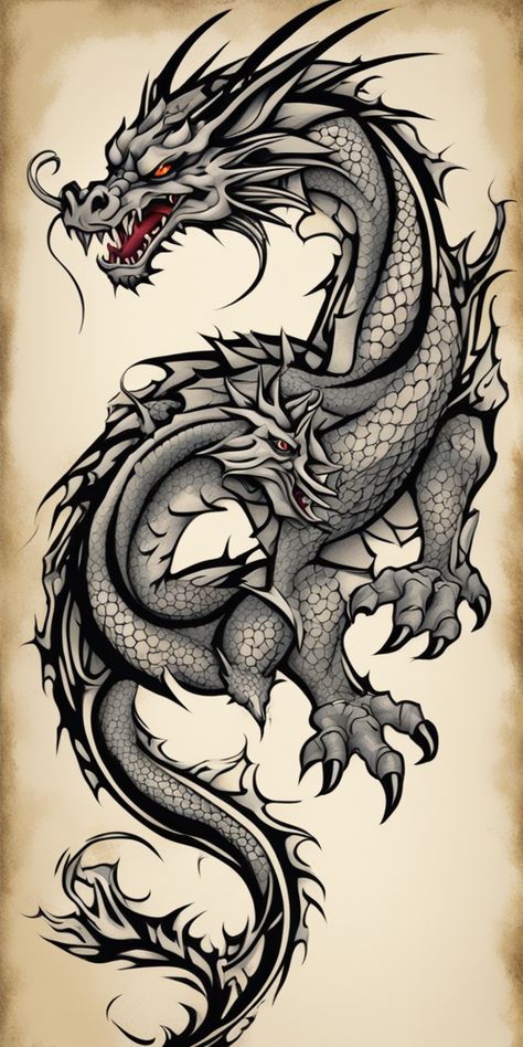 This image showcases a vibrant, stencil-style dragon tattoo design, brilliantly colored and boldly contrasted against a blank canvas. The detailed rendering of the dragon imparts a fierce yet majestic aura. Dragon Tattoos, Dragon Tattoo Designs, Beautiful Art Pictures, Fantasy Dragon, Dragon Tattoo, Blank Canvas, The Dragon, Tattoo Design, Art Pictures