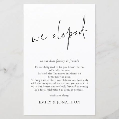 We Eloped, Elopement Announcement, Postcard Invitation, Wedding Announcement, Wedding Party Supplies, Courthouse Wedding, Looking Forward To Seeing You, Elopement Wedding, Wedding Announcements