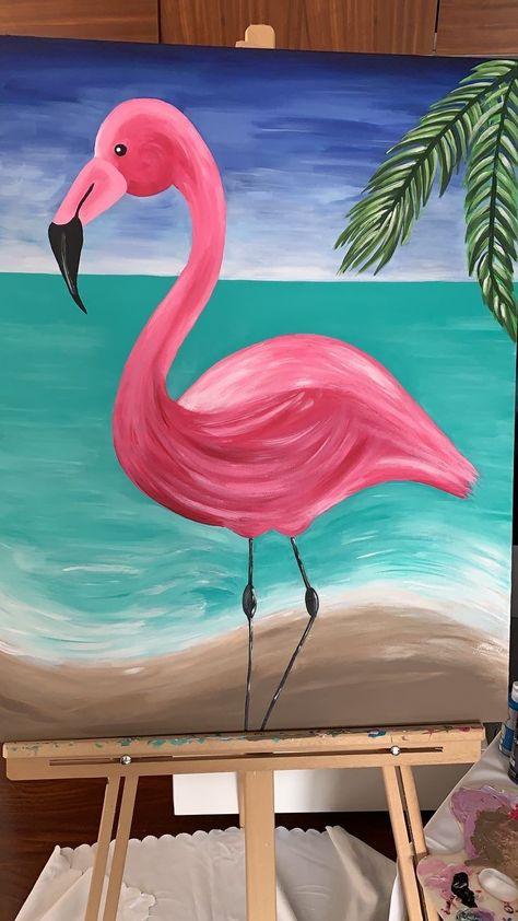 Flamingo Painting Acrylic, Acrylic Painting For Kids, Art Ideas For Kids, Peisaj Abstract, Kids Canvas Painting, V Art, Flamingo Painting, Art Interior Design, Acrylic Painting Flowers