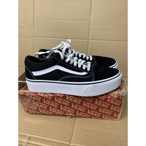 Elevate Your Style With These Vans Old School Platform Sneakers In Black And White. Designed For Men, These Athletic Shoes Come In Size 8 And Boast A Colorful Theme That Will Make You Stand Out From The Crowd. The Sneakers Feature A Classic Vans Old School Model And Are Perfect For Casual Wear. Made By The Renowned Vans Brand, These Sneakers Are Of The Highest Quality And Come With A Box. With Their Sleek Black And White Design, These Vans Old School Platform Sneakers Are A Must-Have For Any Fas Vans Old School Platform, Black Leather Vans, Vans Slip On Pro, School Model, Vans Chukka Low, Vans Old Skool Low, Galaxy Shoes, Vans Old School, Leather Vans