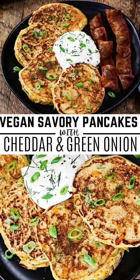 Vegan Breakfast Casserole, Vegan Brunch Recipes, Savory Pancakes, Vegan Brunch, Savory Vegan, Vegetarian Breakfast, Green Onion, Savory Breakfast, Vegan Condiments