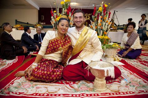 Lao wedding ceremony soukhouane Laotian Wedding, Lao Sinh, Lao Wedding, Laos Culture, Laos Wedding, Laos Clothing, Pear Shaped Dresses, Asian Party, Nature And Architecture