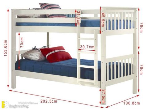 Amazing Bunk Bed Designs With Dimension | Engineering Discoveries Short Bunk Beds, Double Deck Bed, Bunk Bed Ladder, Kids Bed Design, Single Bunk Bed, Triple Bunk Beds, Double Bed Designs, Double Bunk Beds, Diy Bunk Bed