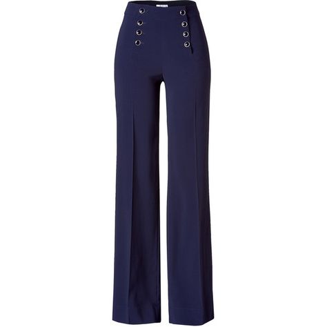 PHILOSOPHY DI ALBERTA FERRETTI Night Blue Wide Leg Pants ($367) ❤ liked on Polyvore featuring pants, bottoms, trousers, pantalones, calÃ§as, high waisted wide leg pants, blue wide leg pants, long pants, high rise pants and high-waisted pants Blue Wide Leg Pants, Corporate Women, High Waisted Wide Leg Pants, Button Pants, Blue Trousers, Night Blue, Pants Blue, High Rise Pants, Alberta Ferretti