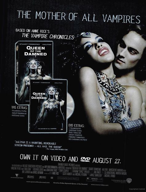 The Damned Poster, Stuart Townsend, Queen Of The Damned, The Vampire Chronicles, Ghost And Ghouls, American Gothic, Movie Collection, Disney Films, Room Posters