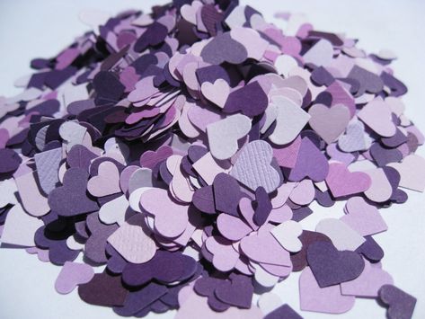 "This listing is for 10,000 die cut mini hearts, measuring from 1/8\" to 1/4\". They are made from nice cardstocks. This batch has PURPLE, IRIS, LILAC, LAVENDER. PERFECT FOR A PURPLE WEDDING OR SHOWER! This amount is enough for 30 people to throw a small amount. IF YOU WOULD LIKE DIFFERENT COLORS, PLEASE LEAVE ME A NOTE AT CHECKOUT AND I WILL SEND YOU THE COLORS YOU NEED.  These are great for wedding confetti or decoration, baby showers, scrapbooking or any other use. Spread them on the tables o Color Lavanda, Lilac Wedding, Lilac Lavender, Purple Themes, Purple Iris, Wedding Confetti, Lavender Wedding, All Things Purple, Royal Purple