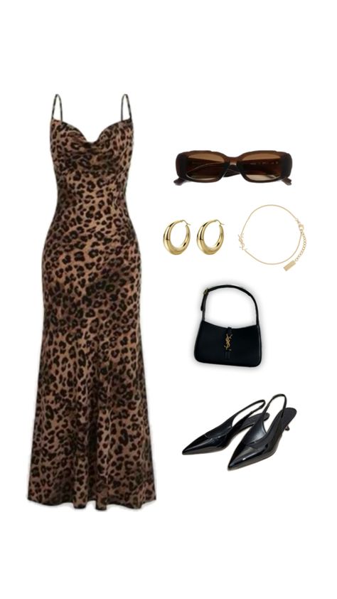 Long elegant dress, dress leopard, long dress, leopard outfit, elegant outfit for woman, woman dress idea, long dress inspiration, black kitten heel, black kitten heels outfit, ysl bag black, black kitten heels outfit elegant, kitten heels inspiration, golden earrings combination, dress woman, elegant outfit inspo woman, going out fit, going out fit dress, going out dress, woman dress going out Woman Elegant Outfit, Black Kitten Heels Outfit, Heels Outfits Dress, Pointed Heels Outfit, Long Elegant Dress, Kitten Heels Outfit, Leopard Outfit, Black Kitten Heels, Dress Leopard